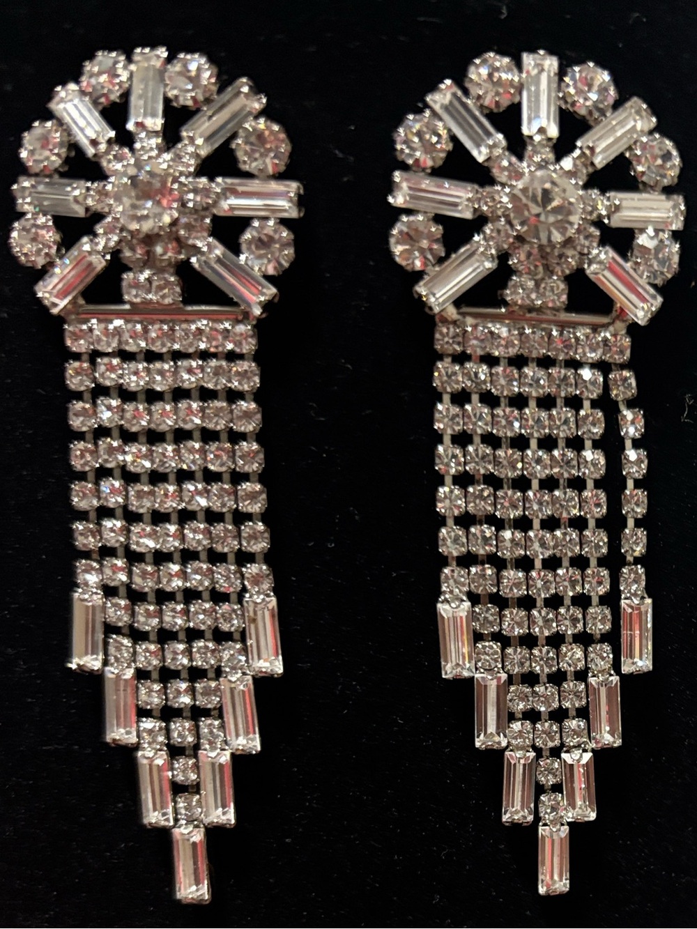 Martine Wester - Golden Age of Hollywood rhinestone fringe earrings